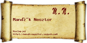 Manák Nesztor névjegykártya